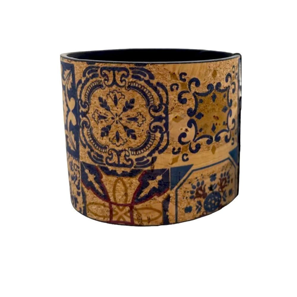Rustic Mosaic Cork Medallion Print Large Wrap Bracelet Tan Multicolor OSFM